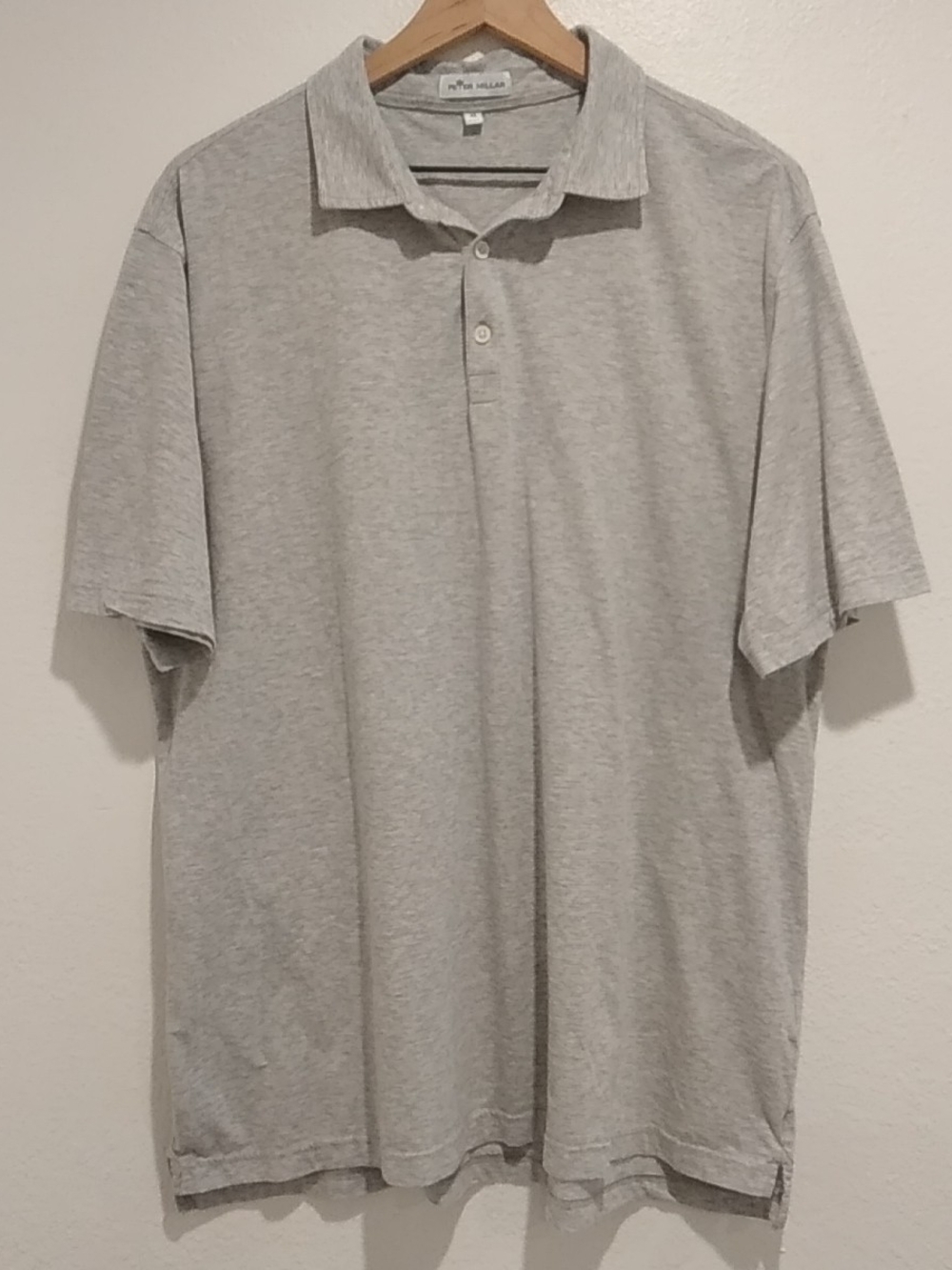 Peter Millar Silk, Pima Cotton Light Gray Short-Sleeve Polo Shirt XL, Old Money